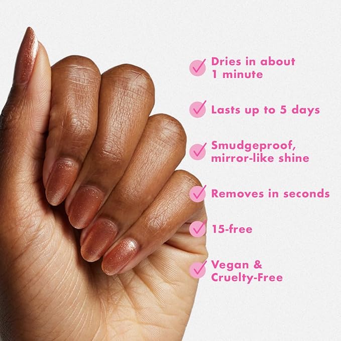 Olive & June Quick Dry Nail Polish | Instant, Fast-Drying, Smudgeproof Color | 15-free, Vegan Cruelty-Free Formula | Lasts up to 5 Days | Salon-Quality Manicure Pedicure at Home | Penny | Shiny Copper