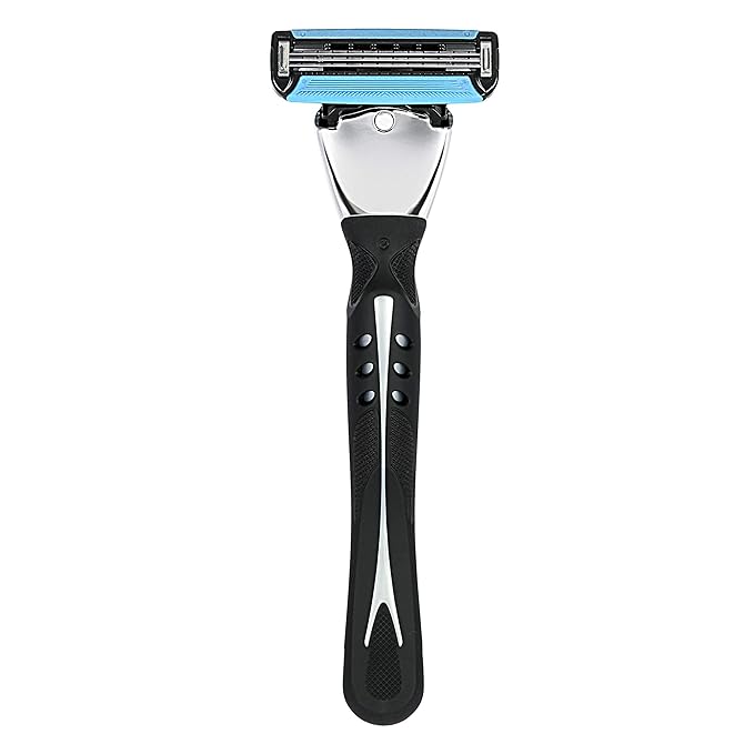 Amazon Basics 3-Blade Motion Sphere Razor for Men with Dual Lubrication, Handle & 20 Cartridges, Cartridges fit Amazon Basics Razor Handles only, 21 Piece Set, Black (Previously Solimo)