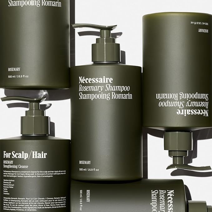 Nécessaire Rosemary Shampoo With Pump | Multi-Protein Strengthening Conditioner For Thinning Hair. For Women + Men. Good For All Hair Types/Textures. Color-Safe. 500 ml / 16.9 oz
