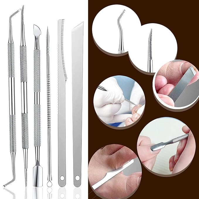 Ingrown Toenail Pedicure Tool Kit 7pcs Nail Manicure Kit Stainless Steel Nail Care Treatment for Nail Correction Polish Pain Relief true color 7 Piece Set (true color)