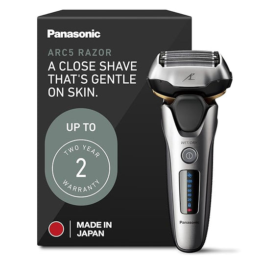 Panasonic ARC5 Electric Razor for Men with Pop-up Trimmer, Wet Dry 5-Blade Electric Shaver with Intelligent Shave Sensor and 16D Flexible Pivoting Head - ES-ALV6HS (Silver)