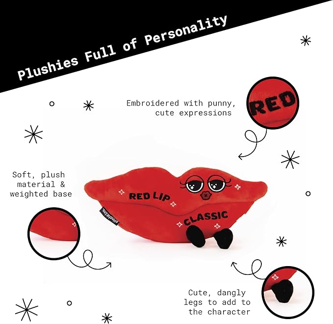 Punchkins Lip Plushie - Rep Lip Classic Cute Red Lips Plush, Gift for Swifties, Adorable Plushie for Gifting