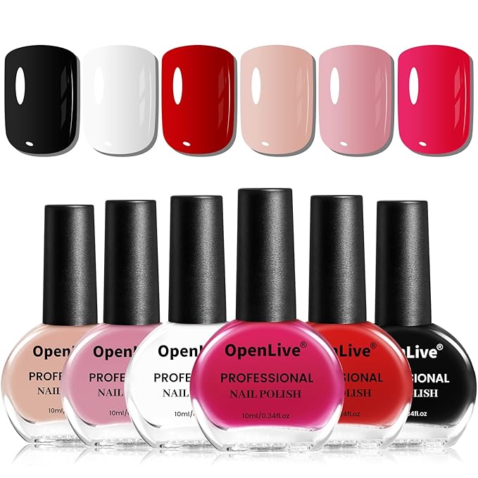 10ml Nude Pink Nail Polish Set 6 Colors Brown Red Purple All Seasons Neutral Color Quick Dry Nail Polish Set for Women Salon DIY Nail Art
