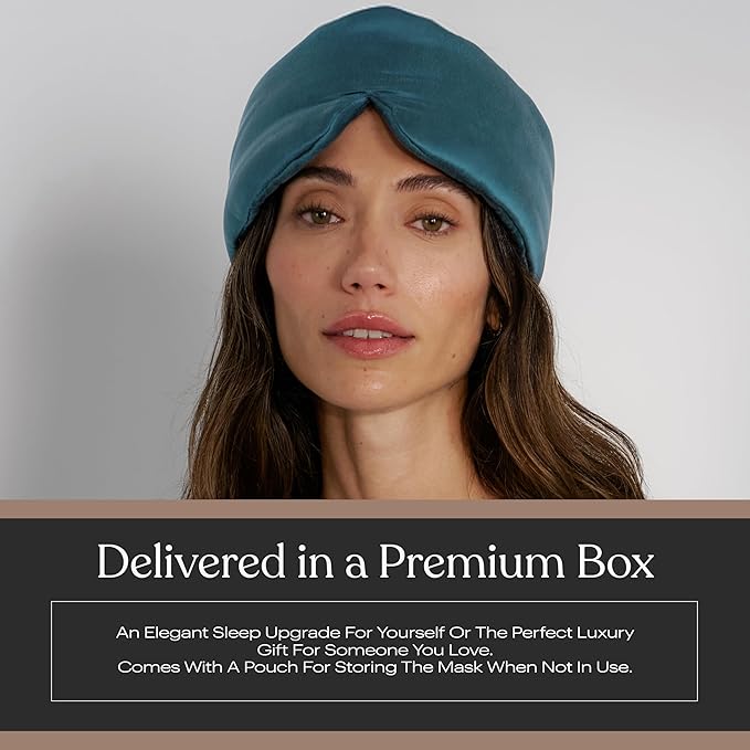 Silk Sleep Mask for Women - Mulberry Silk Eye Mask for Sleeping - Breathable, Washable, Light-Blocking – Piquant Teal, S