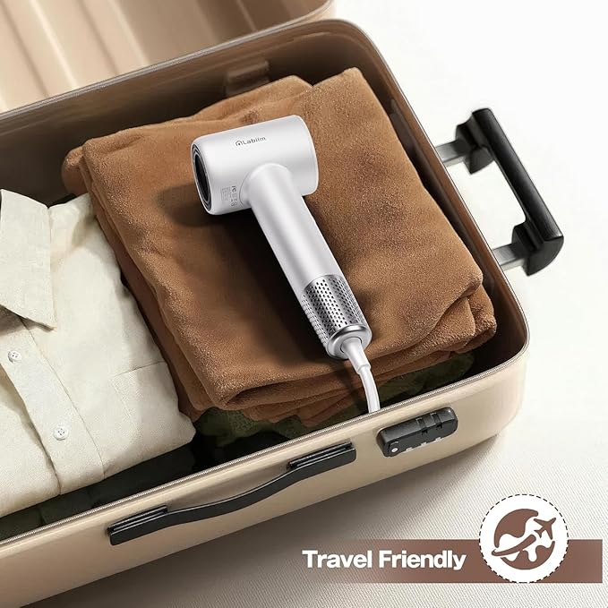 Hair Dryer, High-Speed Ionic Low Noise Blow Dryer with Brushless Motor for Fast Drying, Thermo-Control Quiet Compact Hair Blow Dryer, Hairdryer with 1 Nozzle Attachments for Home Salon Travel