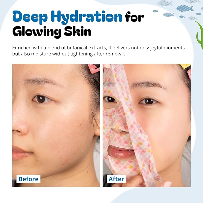 Epielle Character Face Mask Wave & Wild 12 Pack, Fun & Effective Korean Skin Care, Spa Party Favors, Stocking Stuffers, Birthday Gifts for Women, Thanksgiving Essentials