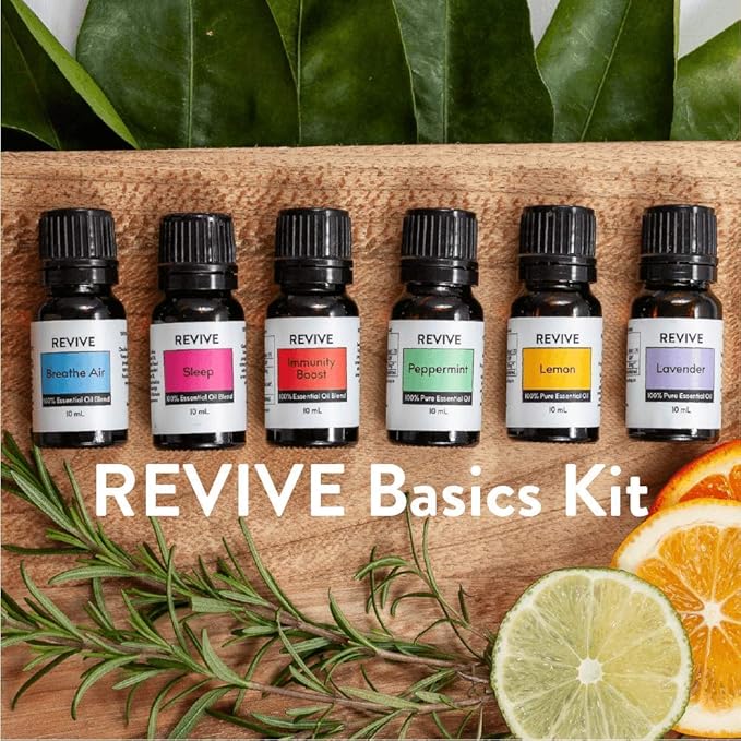 Aromatherapy Kits by Revive Essential Oils - 100% Pure Therapeutic Grade, Diffuser, Massage, Aromatherapy (Basics Kit)