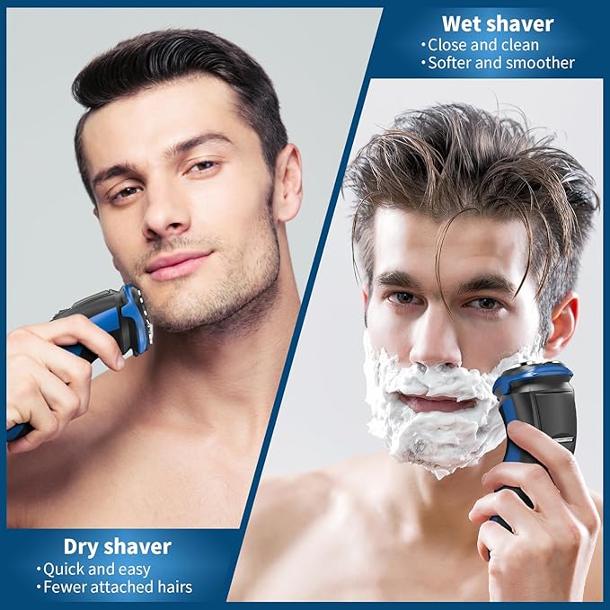 SweetLF Electric Razor for Men, IPX7 Waterproof, Wet & Dry Shaving, Pop-up Trimmer, Type C Rechargeable, Corded & Cordless, Father's Day Gift