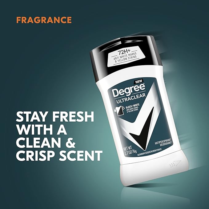 Degree Men UltraClear Antiperspirant Deodorant Black + White 72-Hour Sweat & Odor Protection Antiperspirant For Men With MotionSense Technology 2.7 Ounce (Pack of 4)