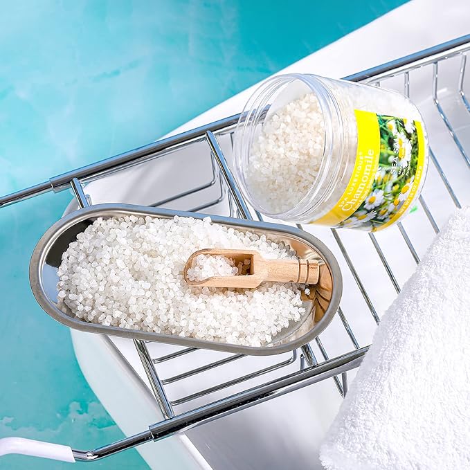 spa luxetique Bath Salts, 8pcs Bath Salts Gift Set with Argan Oil, Bath Bombs, Wooden Scoop, Epsom Salt for Soaking in Lavender, Rose, Chamomile Scent, Mother's Day Gifts