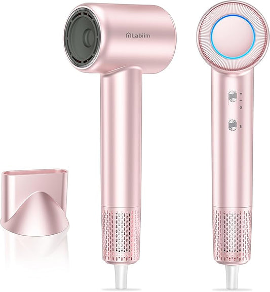 Hair Dryer, High-Speed Ionic Low Noise Blow Dryer with Brushless Motor for Fast Drying, Thermo-Control Quiet Compact Hair Blow Dryer, Hairdryer with 1 Nozzle Attachments for Home Salon Travel