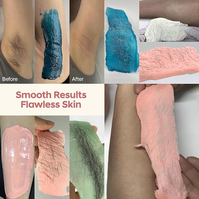 Wax Beads, Anreacho 1.1 lb Hard Wax Beans for Hair Removal, Brazilian, Bikini, Face, Eyebrows, Underarms, Chest, Back, Legs, Wax Refill for Women & Men, Pack of 5