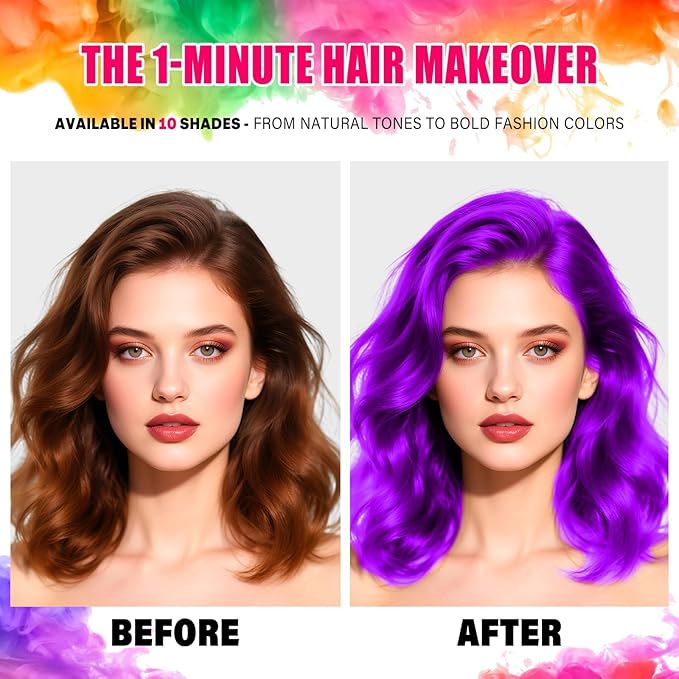 Acomler Purple Hair Spray Temporary, Washable Hair Color Spray for Kids Women, Temporary Purple Hair Dye, 4.06Oz One-Time Use Hair Color Wax Non-Sticky for Cosplay, Party, DIY, Halloween, Hair Makeup