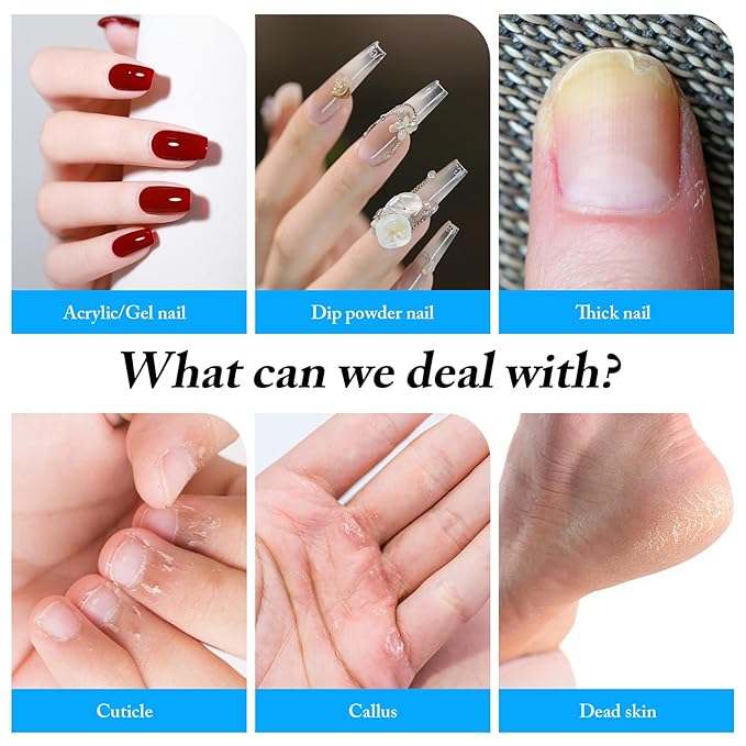 Electric Nail Drill, Ultra Quiet Low Vibration Electric Nail File, Portable Electric Nail File for Crystal Gel Nails, Manicure Pedicure Tools Polishing Set for Home and Salon Use (Grey)