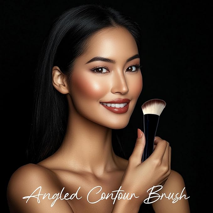 Professional Foundation Brush for Liquid Makeup - 0.06mm Ultra-Fine Bristles | Contour brush Liquid Cream Blending Angled Shape | No Shedding & Easy Clean | Kabuki Makeup Brushes