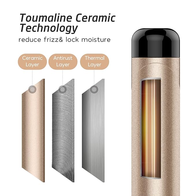 Hoson 1 1/2 Inch Curling Iron Large Barrel, 1.5 Inch Long Barrel Curling Wand Dual Voltage, Ceramic Tourmaline Coating with LCD Display, Glove Include