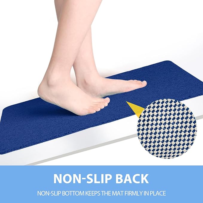 Non-Slip Bathtub Mat, Anti Slip Shower Mat, Fast Drying Bathtub Mats, Foot Scrubber Mat, Anti Slip Mat for Tub, Floor, Bathroom, Kitchen, Home, Hotel (Navy Blue 24"×16")