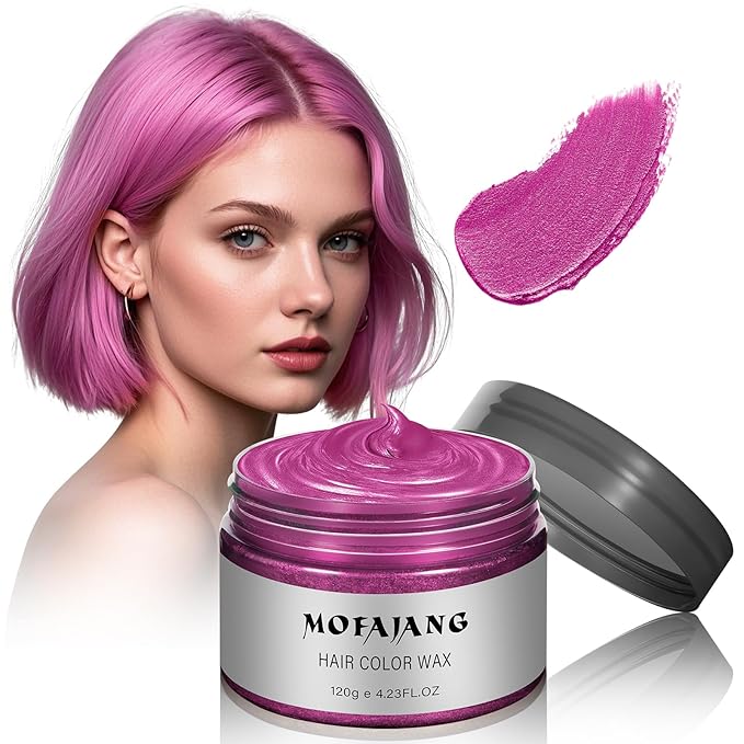Pink Hair Spray, 4.23 Ounces Instant Temporary Hair Color Wax, Kids Women Temporary Hair Dye Wax Pomades, Natural Washable Hair Wax Color for Christmas Parties, Role Playing, Cosplay, Hollaween (Pink)