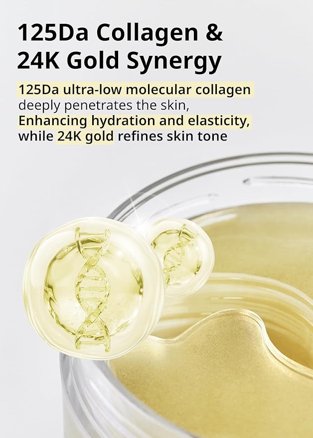 SNP 125Da Collagen + 24K Gold Perfection Eye Patch | Nourishing Under Eye Patches for Wrinkles and Dark Spots | Under Masks for Puffy Eyes and Dark Circles | Korean Collagen Skincare | 60 Patches