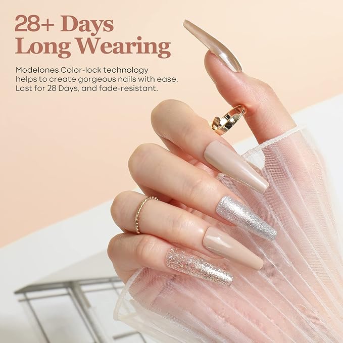 modelones Gel Nail Polish, 15ML Neutral Nude Gel Polish Color Soak Off LED Skin Tone Tan Color Nail Gel Polish Natural Nail Polish Long Wear Nail Art Manicure at Home Gift, 0.5 Fl Ounce