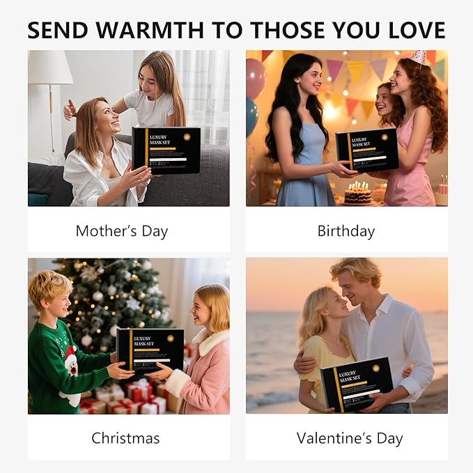 55 Pcs Christmas Gifts for Women & Men, Charcoal Face Sheet Mask Pack, Skin Care Set, Hydrolyzed Real Collagen Mask, Hyaluronic Acid Face Serum, Eye Patches, Self Care Kit, Birthday Gift, Dad, Mom