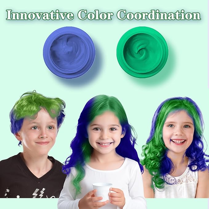 Blue Hair Color Wax, Temporary Hair Color Wax, Temporary Hair Dye for Dark Hair, Washable, Kids, Halloween, Cosplay, Party, Girls