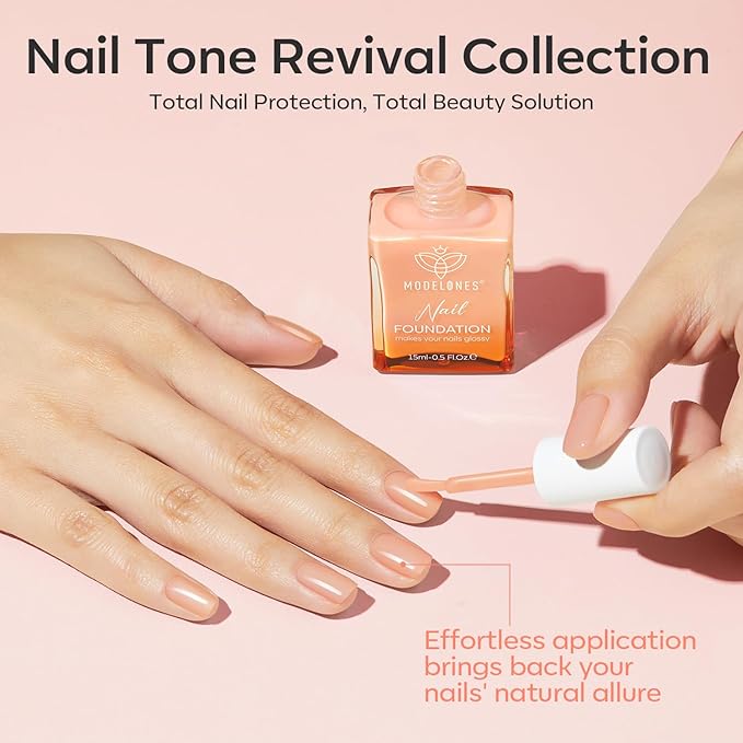 modelones Nail Strengthener Jelly Nude Nail Repair for Damaged Nails Strengthening Polish 15ml Nail Growth and Strengthener Natural Concealer Foundation Nail Care Gifts for Women