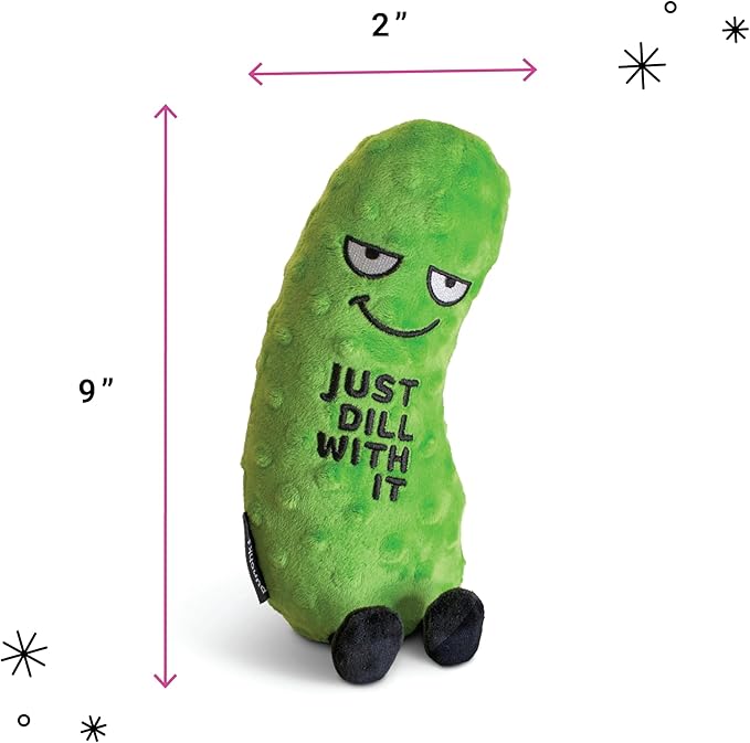 Punchkins Pickle Plushie - Just Dill with It Sassy Pickle Plush, Gift for Pickle Lovers, Food Plush Toy for Gifting
