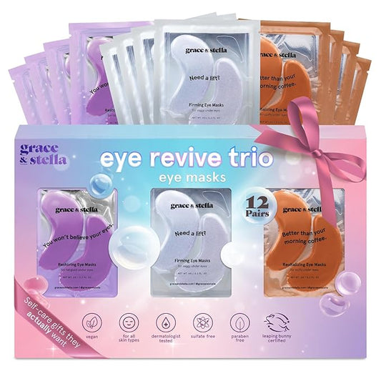 grace & stella Under Eye Patches (12 pairs) Eye Masks for Dark Circles and Puffiness - Stocking Stuffers for Women, Teen Girl Gifts Trendy Stuff, Christmas, Birthdays, Travel & Self Care Gifts