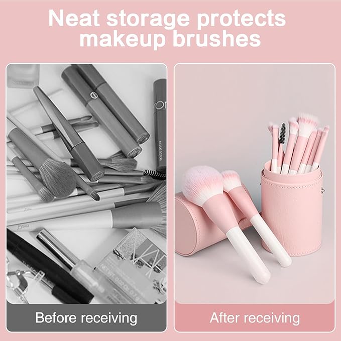 Makeup Brush Holder, Makeup Brush Organizer for Vanity, Portable Waterproof PU Leather Travel Makeup Brush Case Bag (Turquoise)