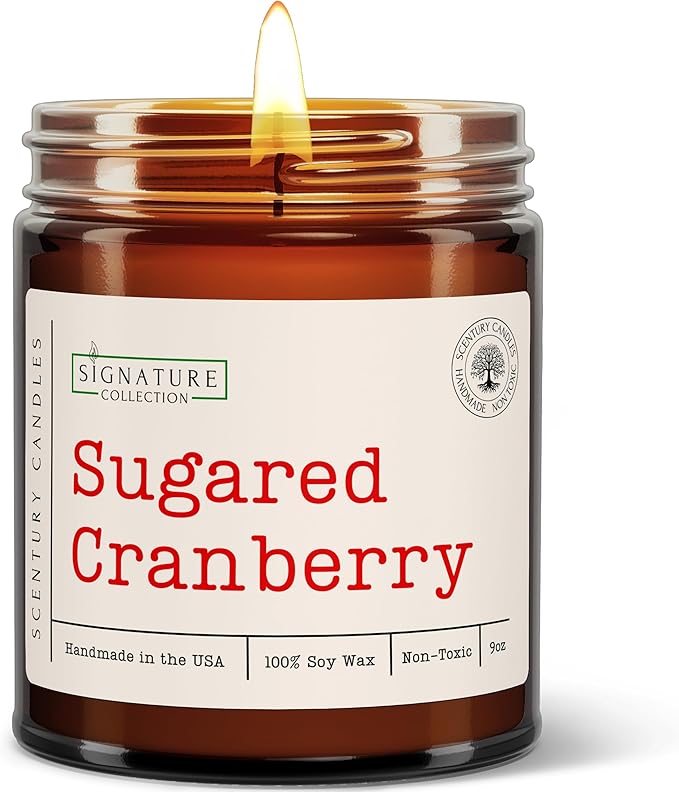 Sugared Cranberry Holiday Scented Candle, Many Scents to Choose from, All Natural Non-Toxic Soy Wax, Handmade in The USA (Sugared Cranberry)