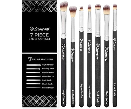 Eye Makeup Brushes Eyeshadow Brush Set - 7pcs Soft Synthetic Brush Kit - For Blending Eyeshadow, Eyeliner, Crease, Eyebrow - Long Lasting, Apply Better, Flawless Look Makeup
