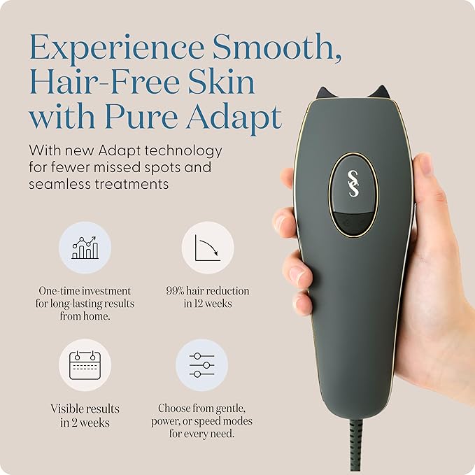 SmoothSkin Pure Adapt Green IPL Hair Removal Device, At-Home Laser Hair Removal for Women & Men, Visible Results in 2 Weeks, Safe for Face & Body, Painless, Long-Lasting Hair Reduction, Full Body Use