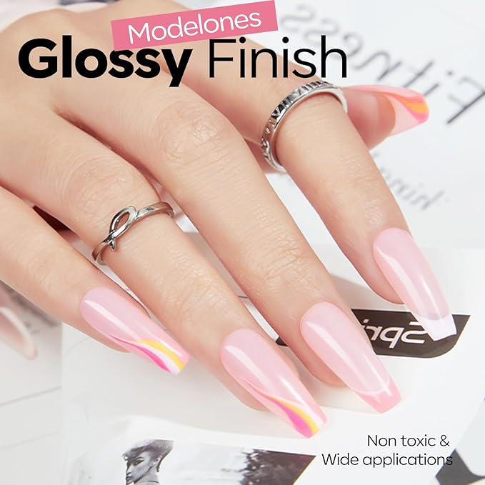 modelones Gel Nail Polish Baby Pink Polish Light Soft Pastel Soap Nail Polish Soak Off Nail Art Gel Manicure Salon DIY Home Gift for Women 15 ML