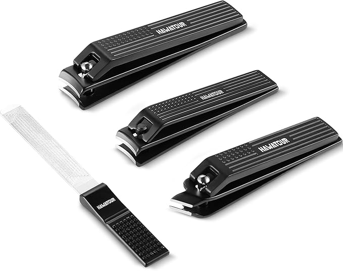 HAWATOUR Manicure Set Pedicure Kit, Heavy Duty Zinc Alloy Stainless Steel Fingernail Clippers Toenail Clippers Nail File with Tin Case, Premium Manicure Tools for Nail Care, Black