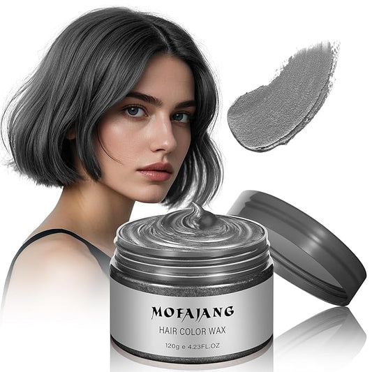 Temporary Silver Gray Hair Spray Color Wax, 4.23 Ounces Washable Hair Wax Color, Natural Disposable Grey Hair Color Wax Dye Pomades for Women Men,Christmas Parties,Role Playing,Cosplay,Halloween(Gray)