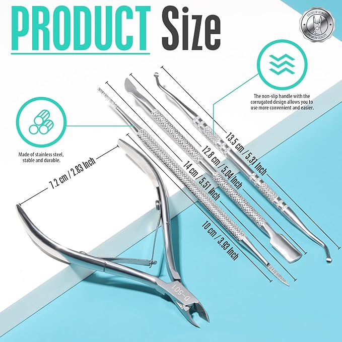 FANDAMEI Ingrown Toenail Removal Kit, Pedicure Tools, Nail Care Kit, Cuticle Trimmer, Nail Cuticle Nippers, Cuticle Kit Stainless Steel, Cuticle Clippers, Cuticle Pushers, Manicure Kit, Pedicure Kit