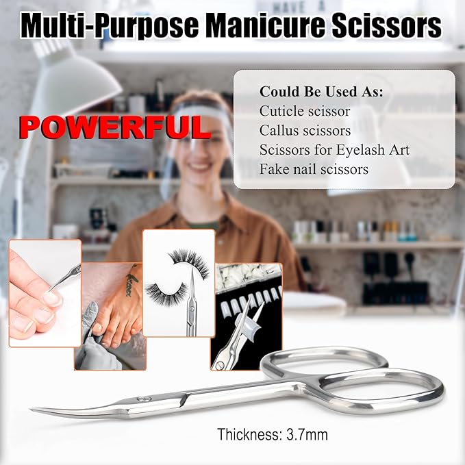 LePinko Cuticle Scissors, Extra Fine Tip, for Manicure and Pedicure, Gifts for Men Women