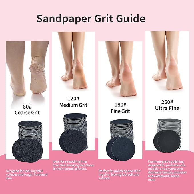 120pcs Replaceable Sandpaper for Electric Foot Callus Remover, 120 Grit Medium Sandpaper Refill Discs