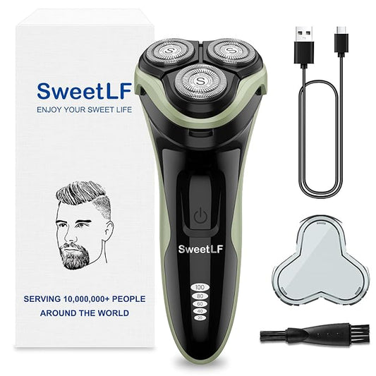 SweetLF Electric Razor for Men with Pop-Up Trimmer, IPX7 Waterproof Electric Shaver, Rechargeable Cordless Shavers for Men, Type-C, 120Mins Runtime, Plug & Play