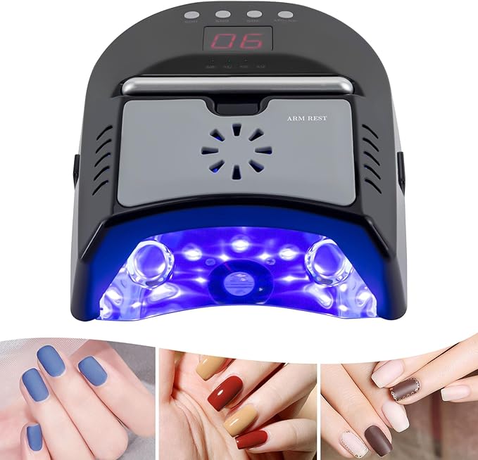 Professional 72W Nail Lamp with LCD Digital Timer, Fast 30s Cure LED Nail Dryer for Gel Polish, Portable UV/LED Light for Salon & Home Nail Art (Black)