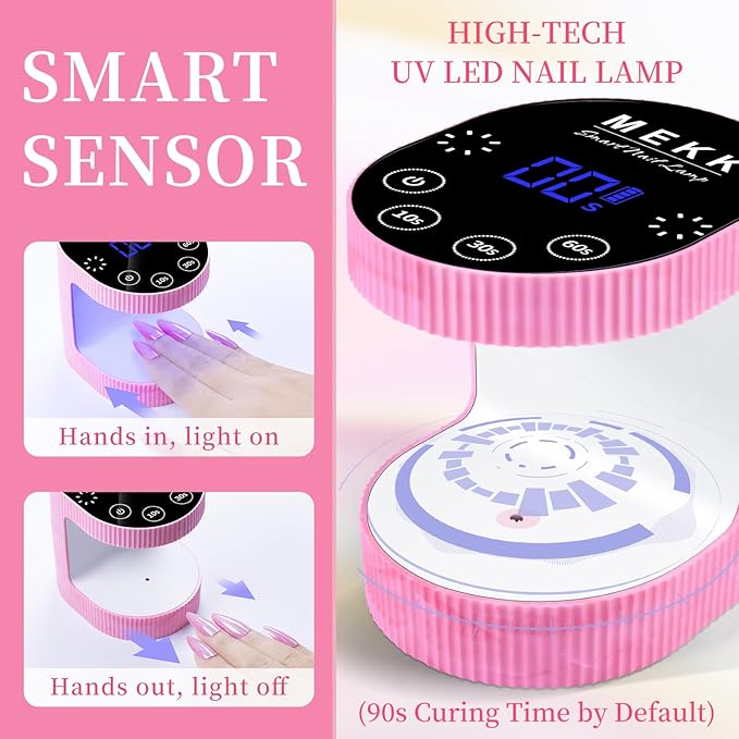 MEKK Cordless Mini UV Light for Gel Nails - 24W Rechargeable Mini UV LED Nail Lamp with Touch Control & Auto Sensor,Small Flash Cure Lamp,4 Timers,Portable Nail Light for Salon & Home-Glaze Pink