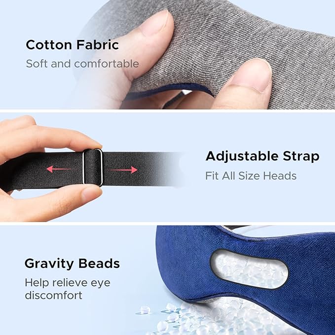 Ezona Heated Eye Mask, Warm Eye Compress Mask for Dry Eyes, USB Electric Eye Heating Pad with Temperature & Timer Control, Dry Eye Mask for Blepharitis, Sinus Migraine (Indigo)