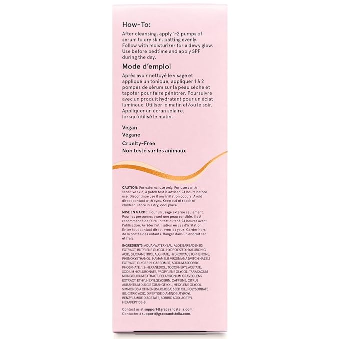 grace & stella Vitamin C Serum for Face (50ml /1.7 fl oz)- Brightening Vitamin C for Face with Hyaluronic Acid Serum To Reduce Dullness & Dark Spots - Vegan Skincare