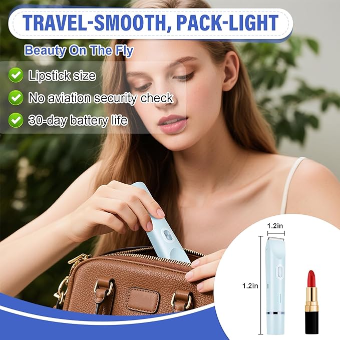 Women's Bikini Trimmer, 2-in-1 Electric Shaver for Bikini Line, Legs, Underarms, Face - Waterproof Women's Electric Shaver for Sensitive Skin, USB Rechargeable (Blue)