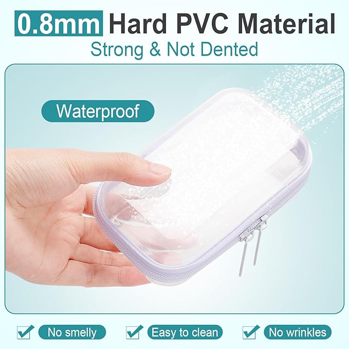 Sanwuta 10 Pcs Hard Zipper Case Clear Hard Pouches Plastic Zipper Pencil Box Toy Storage Bins Portable Plastic Container for Travel Toiletry Office Cosmetic Block Puzzle Organizer(Xs,Clear)