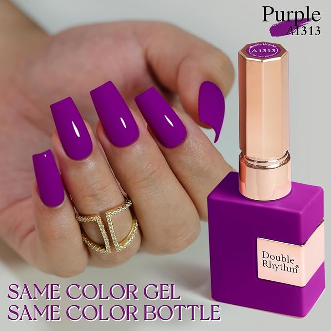 Double Rhythm 15ML Neon Purple Gel Polish Pure Sheer Same Color Same Bottle Soak Off Gel Polish Art Manicure Salon DIY at Home for Women (Purple Lavender-A1313)