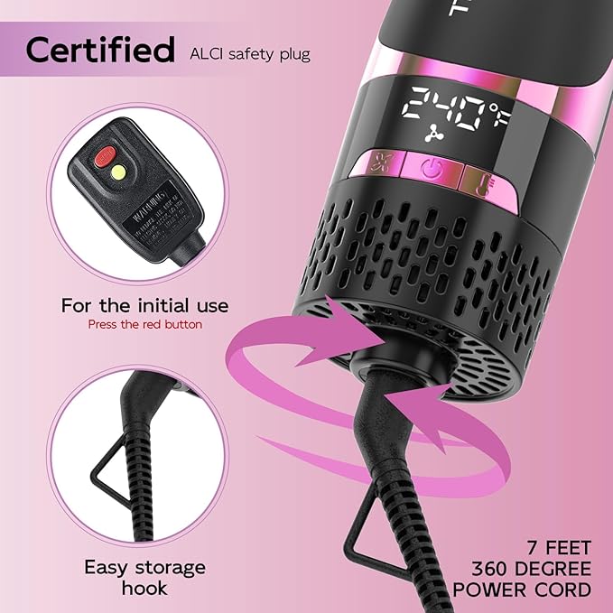 Nicebay Hair Dryer Brush, Blow Dryer Brush for Women Fast Styling, One Step Blowout Brush with Display Screen-Less Frizz, More Shine, Oval Ceramic Barrel, Negative Ion