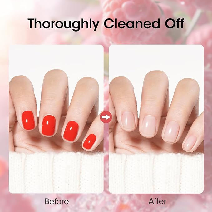 Gellen Nail Polish Remover Raspberry Scent, Acetone Free Nail Polish Remover for Quick Dry Nail Polishes, Gentle Nail Polish Removal Pump with Vitamin E, Fingernail Polish Remover 6.09 Fl Oz