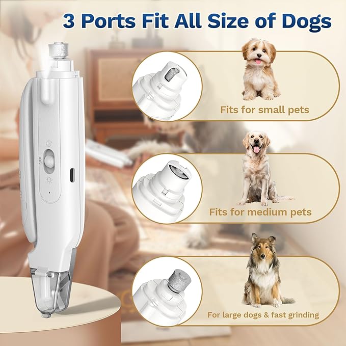 2-in-1 Dog Nail Clippers & Cat Nail Clippers Trimmers for Large Medium Small Dogs Cats Claw Trimmer Quick Sensor and Safety Guard USB Rechargeable with 2 LED Lights Dogs Nail Trimmer (White)
